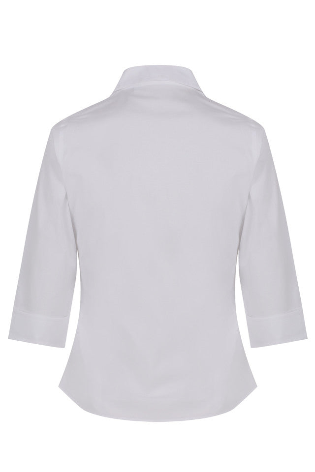 Rever Color 3/4 Sleeve White Blouse