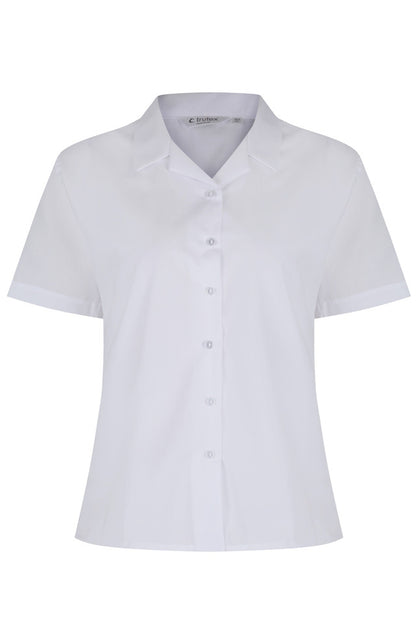 Short Sleeve Rever Collar White Blouses