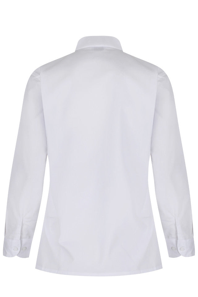 Long Sleeve Rever Collar White Blouses